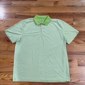 NEW!  Chaps Men's Golf Green Striped Lime Green Summer  Jersey Polo shirt XL